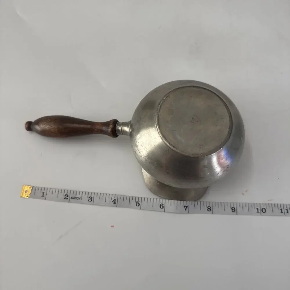 VTG Web Pewter 1175 Double Spout Butter Brandy Candy Warmer Wood Handle - Picture 7 of 12